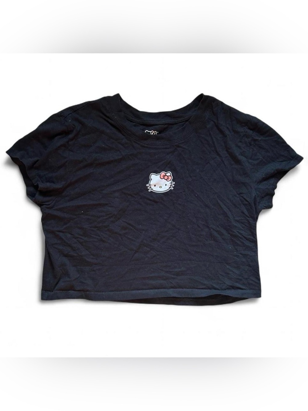 Hello Kitty Black Short Sleeve Cropped Tee